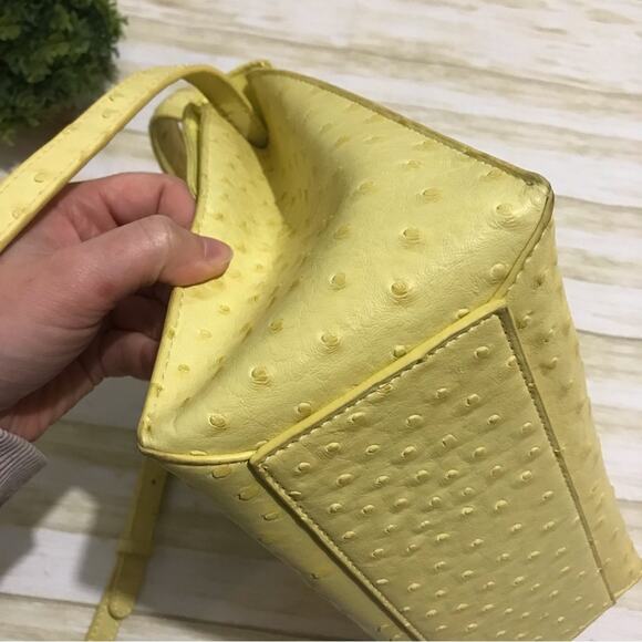 Crossi Yellow Textured Structured Crossbody Shoulder Bag Purse Vintage Style - Picture 3 of 10